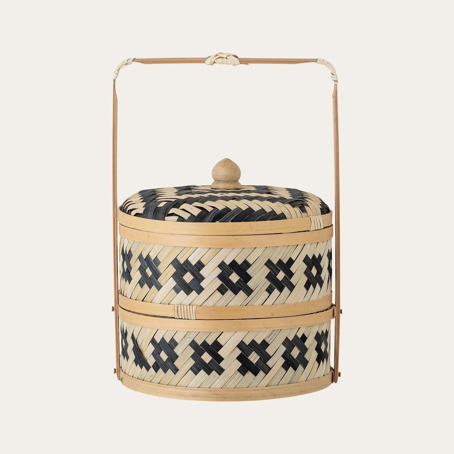 Nian Basket w/Lid, Black, Seagrass