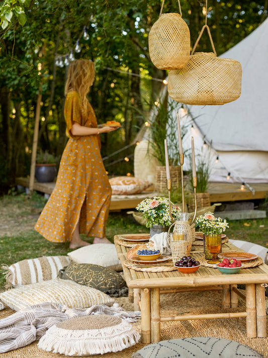 Musu Lantern w/Glass, Nature, Bamboo