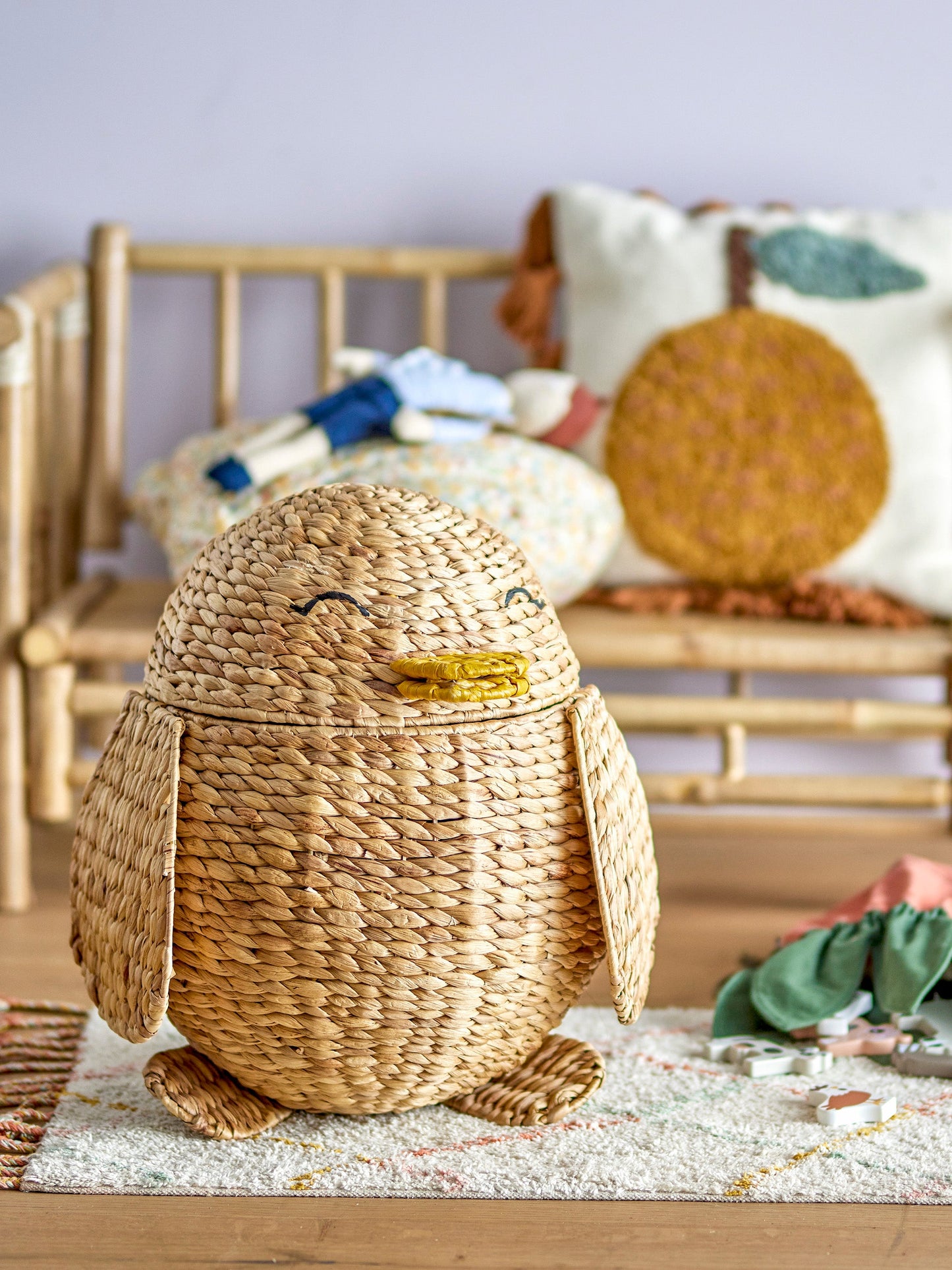 Pingo Basket w/Lid, Nature, Water Hyacinth