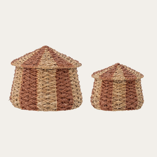 Ruddi Basket w/Lid, Red, Bankuan Grass