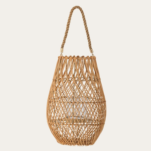Edin Lantern w/Glass, Nature, Rattan