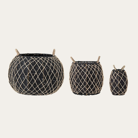 Karia Basket, Black, Seagrass