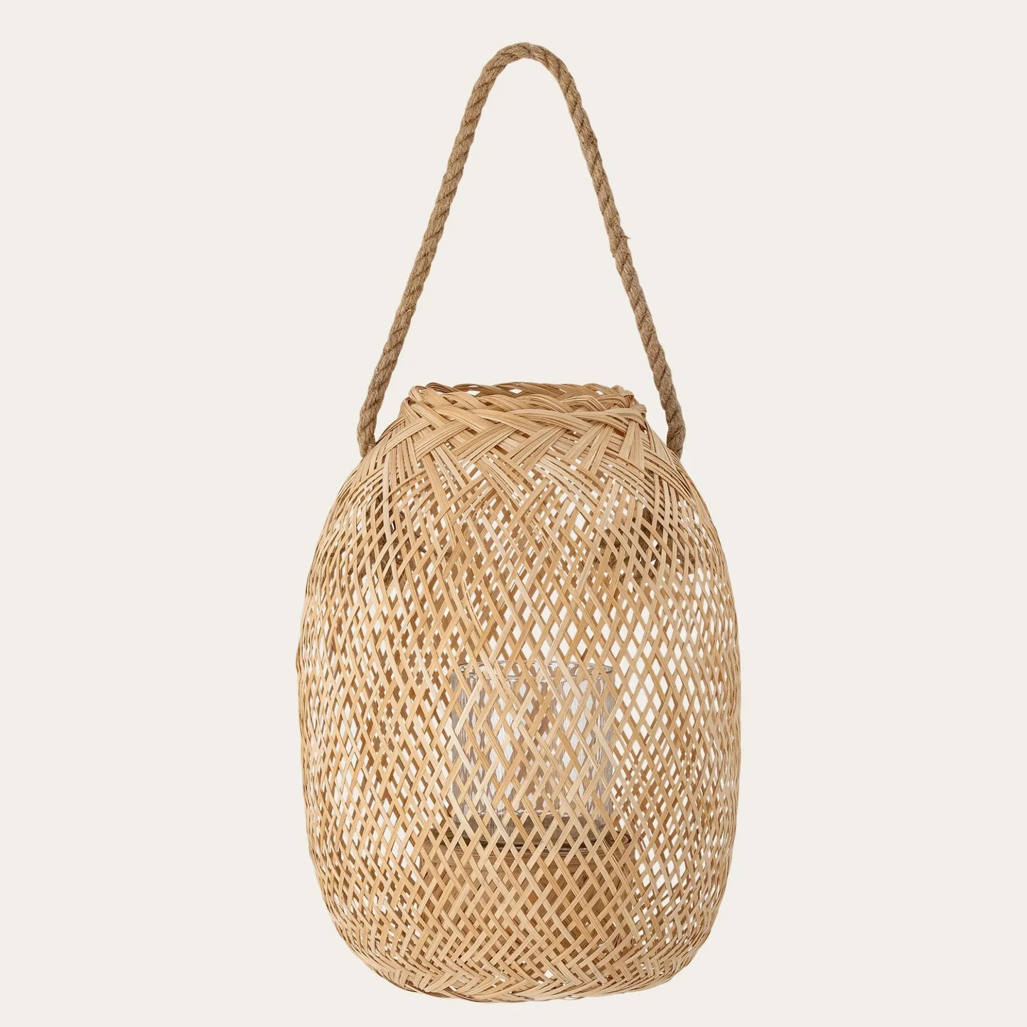 Musu Lantern w/Glass, Nature, Bamboo