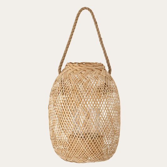 Musu Lantern w/Glass, Nature, Bamboo