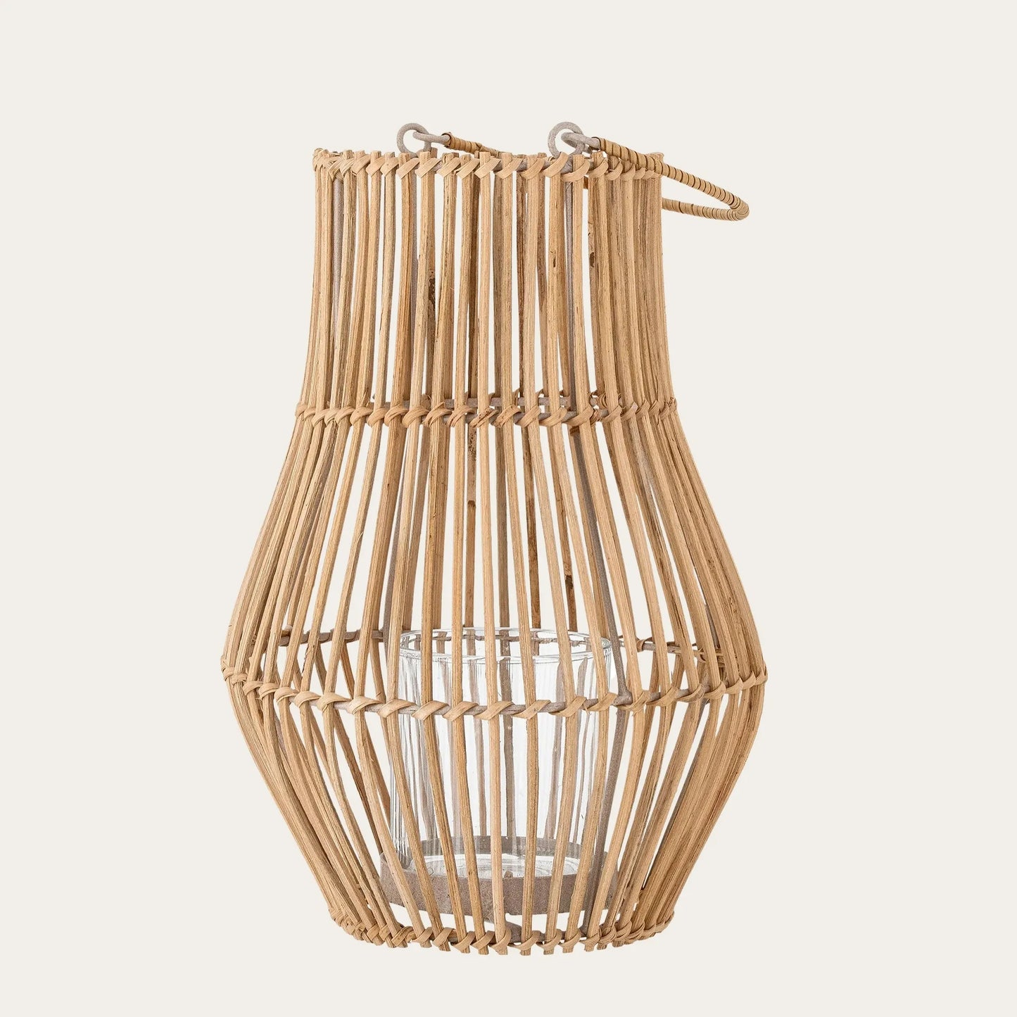 Rae Lantern w/Glass, Nature, Rattan