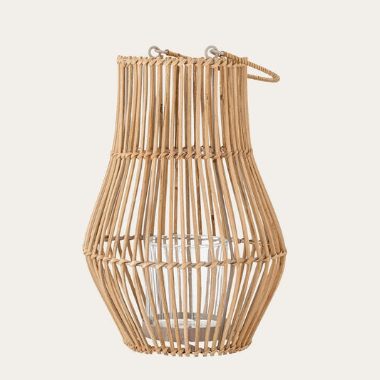 Rae Lantern w/Glass, Nature, Rattan