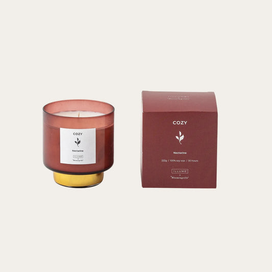 COZY-Nectarine Scented Candle, Red, Natural Wax