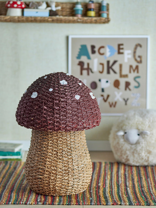 Corintha Basket w/Lid, Red, Seagrass