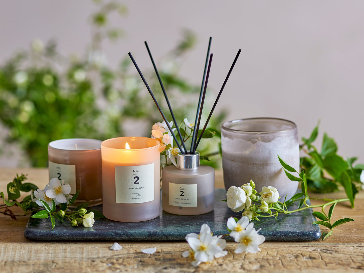 NO.2-Green Gardenia Scent Candle, Rose, Wax