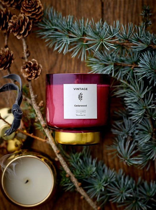 VINTAGE-Cedarwood Scent Candle, Gold, Natural Wax